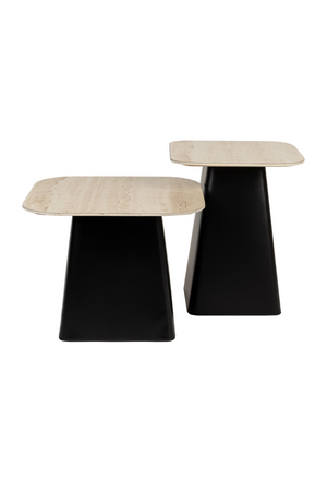 Beige Ceramic Side Table Set (2) | DF Baru | OROA.com