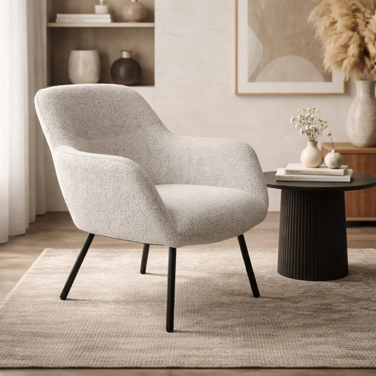   Beige Bouclé Lounge Chair | Oroa.com