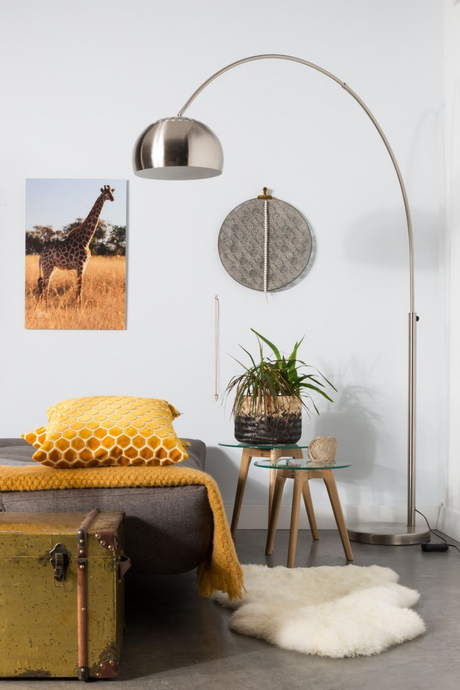   Brushed Metal Arched Floor Lamp | Oroa.com