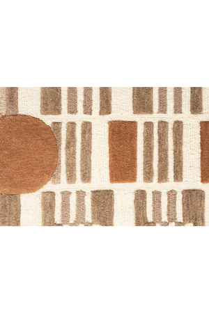 Beige Wool Patterned Carpet 5' x 8' | DF Mundra | OROA.com