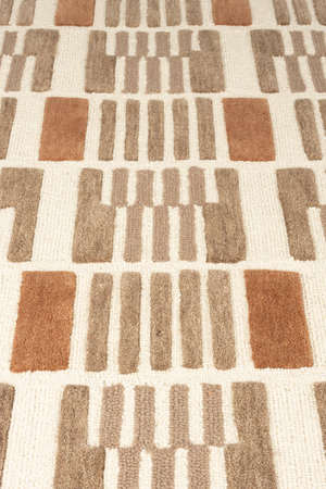 Beige Wool Patterned Carpet 5' x 8' | DF Mundra | OROA.com