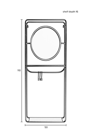 Gray Wall Rack With Mirror | DF Duco | OROA.com