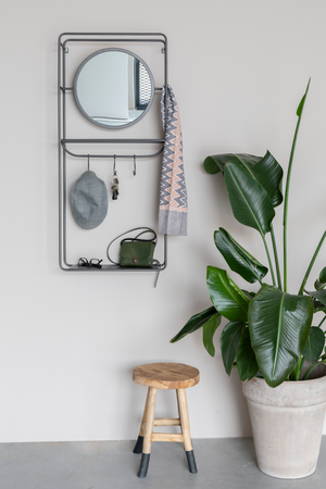 Gray Wall Rack With Mirror | DF Duco | OROA.com