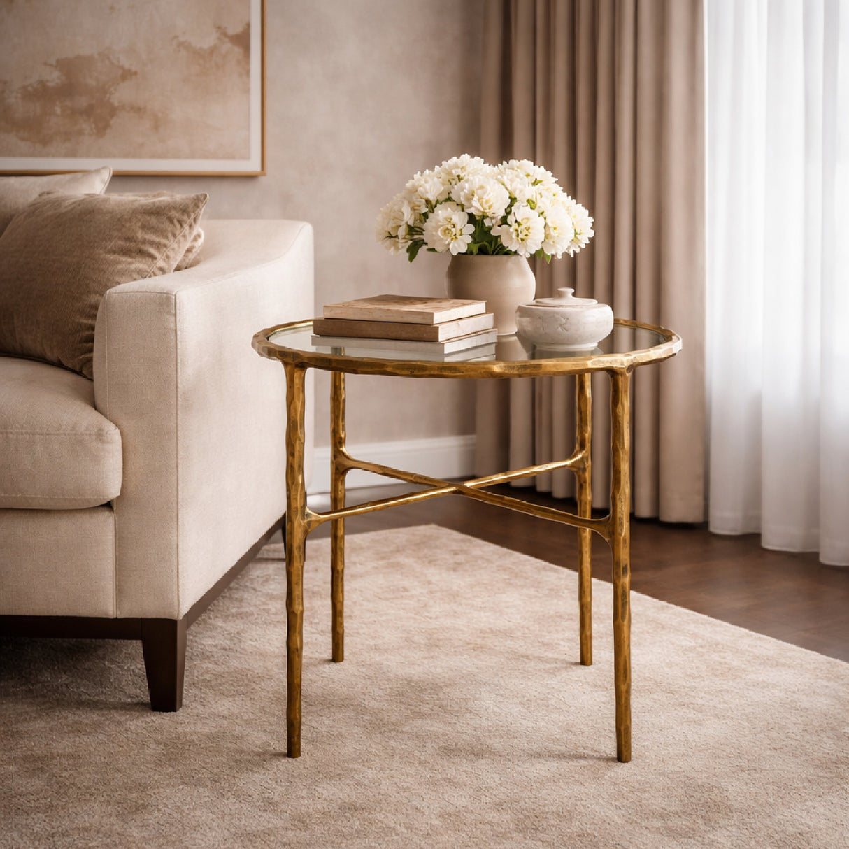   Textured Brass Round Side Table | Oroa.com
