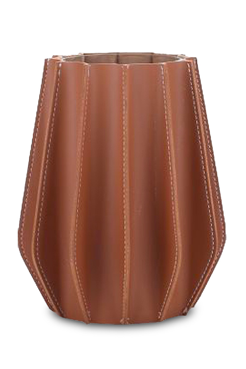 Brown Leather Fluted Vase | Liang & Eimil Juana | Oroa.com