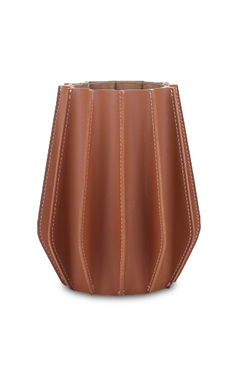 Brown Leather Fluted Vase | Liang & Eimil Juana | Oroa.com