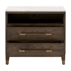   Marble Top Oak 2-Drawer Nightstand | Oroa.com