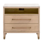 Marble Top Oak 2-Drawer Nightstand | Living Essentials Cambria
