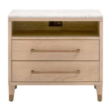 Marble Top Oak 2-Drawer Nightstand | Living Essentials Cambria