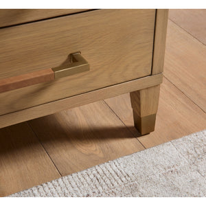   Marble Top Oak 2-Drawer Nightstand | Oroa.com