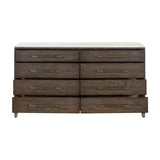 Brown Oak 8-Drawer Double Dresser | Living Essentials Cambria