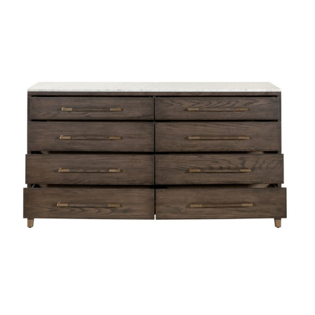 Brown Oak 8-Drawer Double Dresser | Living Essentials Cambria