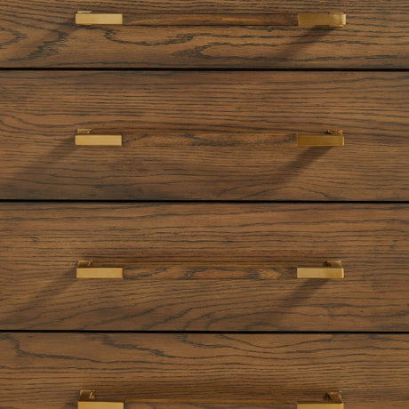 Brown Oak 8-Drawer Double Dresser | Living Essentials Cambria