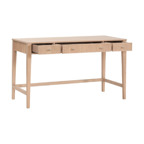 Natural Oak 3-Drawer Desk | Living Essentials Highland