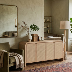   Oak Framed Cane 4-Door Sideboard | Oroa.com