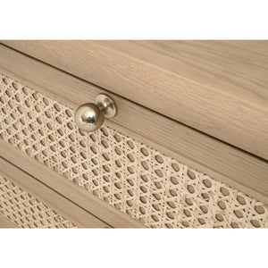   Oak Framed Cane 3-Drawer Nightstand | Oroa.com