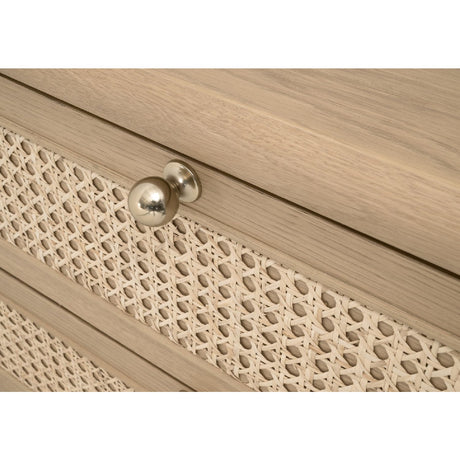 Oak Framed Cane 3-Drawer Nightstand | Living Essentials Cannes