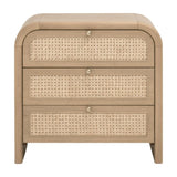 Oak Framed Cane 3-Drawer Nightstand | Living Essentials Cannes