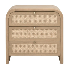 Modern European furniture - Oak Framed Cane 3-Drawer Nightstand - www.oroa.com