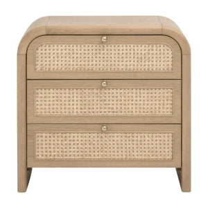   Oak Framed Cane 3-Drawer Nightstand | Oroa.com