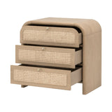 Oak Framed Cane 3-Drawer Nightstand | Living Essentials Cannes