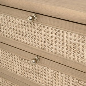   Oak Framed Cane 3-Drawer Nightstand | Oroa.com