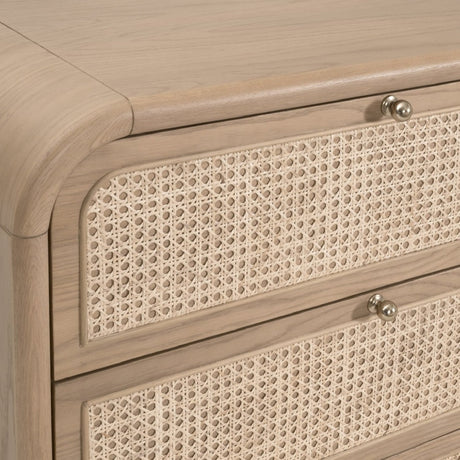 Oak Framed Cane 6-Drawer Dresser | Living Essentials Cannes