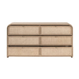Oak Framed Cane 6-Drawer Dresser | Living Essentials Cannes