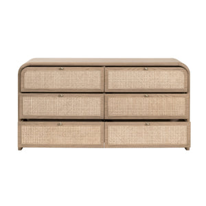   Oak Framed Cane 6-Drawer Dresser | Oroa.com