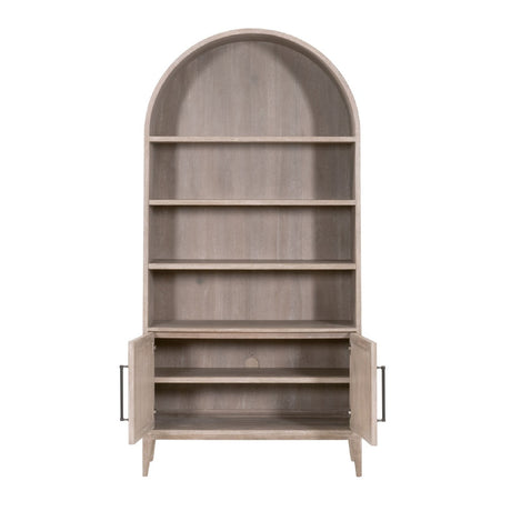 Gray Acacia Arched Bookcase | Living Essentials Morris
