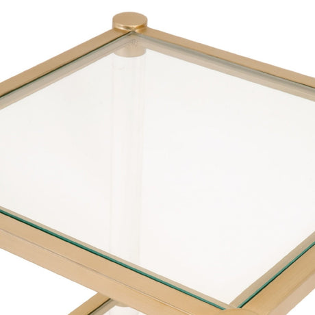 Brass Framed Glass End Table | Living Essentials Nouveau