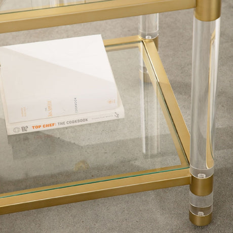 Brass Framed Glass End Table | Living Essentials Nouveau