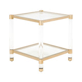 Brass Framed Glass End Table | Living Essentials Nouveau