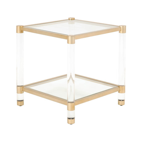 Brass Framed Glass End Table | Living Essentials Nouveau