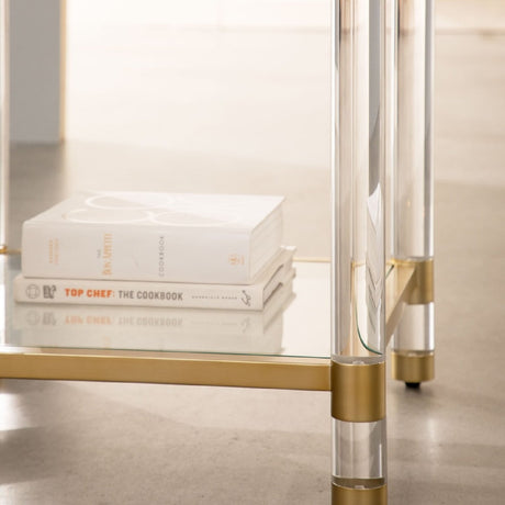 Brass Framed Glass End Table | Living Essentials Nouveau
