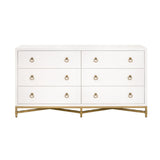 White Shagreen 6-Drawer Double Dresser | Living Essentials Strand