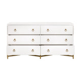 White Shagreen 6-Drawer Double Dresser | Living Essentials Strand