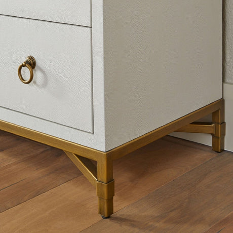 White Shagreen 6-Drawer Double Dresser | Living Essentials Strand