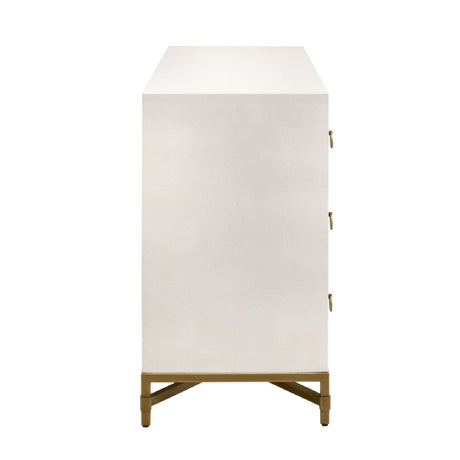 White Shagreen 6-Drawer Double Dresser | Living Essentials Strand