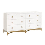 White Shagreen 6-Drawer Double Dresser | Living Essentials Strand