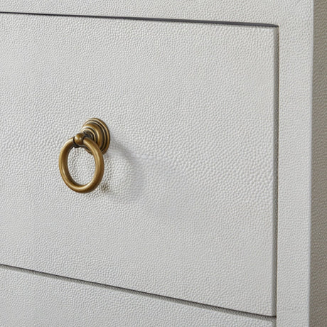 White Shagreen 6-Drawer Double Dresser | Living Essentials Strand
