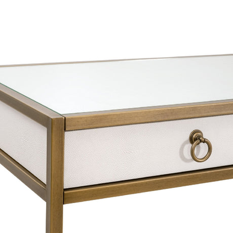 White Shagreen 2-Drawer Desk | Living Essentials Strand