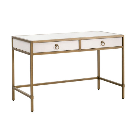 White Shagreen 2-Drawer Desk | Living Essentials Strand