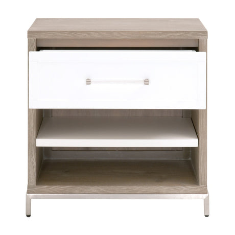 Gray Acacia 1-Drawer Nightstand | Living Essentials Wrenn