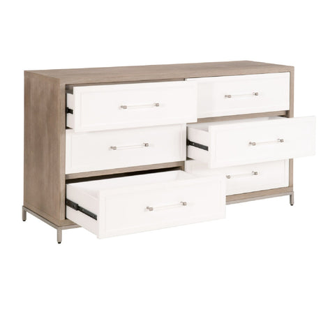 Gray Acacia 6-Drawer Double Dresser | Living Essentials Wrenn