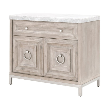 Marble Topped Acacia Media Cabinet | Living Essentials Azure