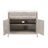 Marble Topped Acacia Media Cabinet | Living Essentials Azure