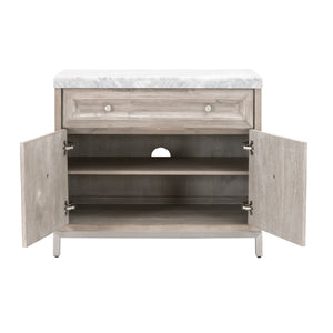   Marble Topped Acacia Media Cabinet | Oroa.com