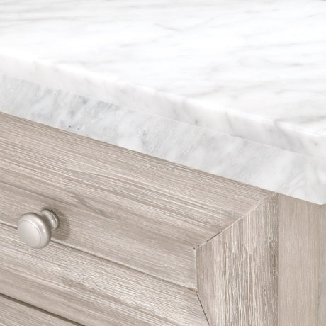 Marble Topped Acacia Media Cabinet | Living Essentials Azure