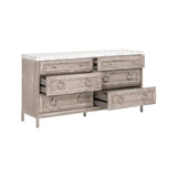 Marble Topped Acacia 6-Drawer Dresser | Living Essentials Azure